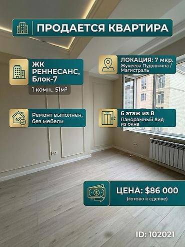 скрябина жукеева пудовкина: 1 комната, 51 м², 7 мкр Элитка, 6 этаж, Свежий ремонт — 1
