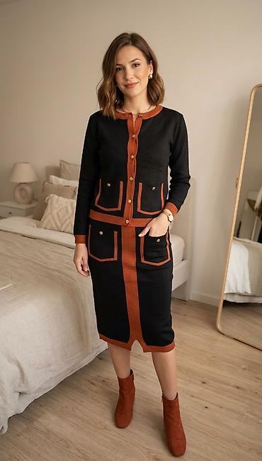 burberry majice cena: Damski komplet – kardigan i suknja do kolena - Dizajn: elegantan — 3