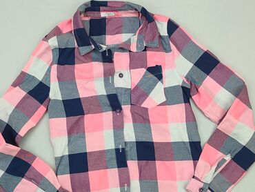 satynowa koszula hm: Сорочка 13 р., стан - Хороший, візерунок - Клітинка, колір - Рожевий