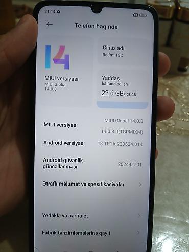 huawei mate 30: Redmi 13C, 128 GB, rəng - Mavi, Face ID, Barmaq izi, İki sim kartlı — 4