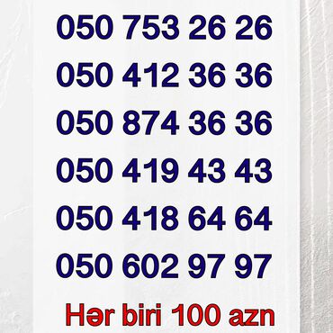 SİM-kartlar: Nömrə: ( 050 ) ( 4123636 ), İşlənmiş