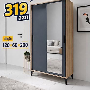 Yeni, 2 qapılı, Güzgülü, Boz, Taxta, Kupe, Düz dolab