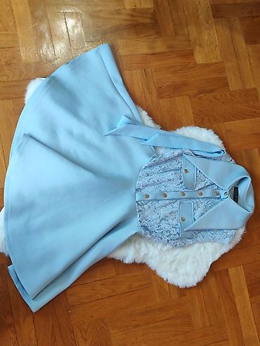 M/L Elegantna svetloplava haljina bez rukava sa čipkanim gornjim na lalafo.rs M/L Elegantna svetloplava haljina bez rukava sa čipkanim gornjim