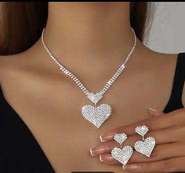 blackpink stvari: Set nakita sa cirkonima – ogrlica, minđuše i prsten - Elegantna — 1