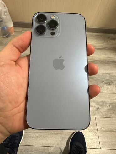 Apple iPhone: IPhone 13 Pro Max, Б/у, 128 ГБ, Sierra Blue, Защитное стекло, Чехол, 80 %