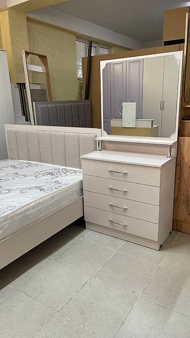 Спальные гарнитуры: Спальный гарнитур, Новый, Двуспальная кровать, Шкаф, Комод, ДСП, Бесплатная доставка, цвет - Серый — 9