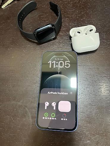 iphone airpods: IPhone 16, 128 GB, Mavi, Face ID — 8