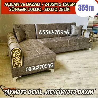 Masa və oturacaq dəstləri: Künc divan, Yeni, Açılan, Bazalı, Parça, Şəhərdaxili pulsuz çatdırılma