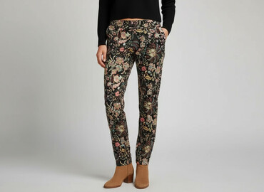 spodnie lata 80 damskie: H&M, Material trousers for women, size S