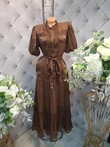 studio pollini: Boho maxi haljina sa kratkim puff rukavima i dugmadima niz prednji — 2