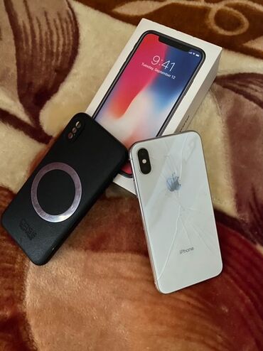 Apple iPhone: IPhone X, 64 GB, Ağ, Zəmanət, Barmaq izi, Simsiz şarj