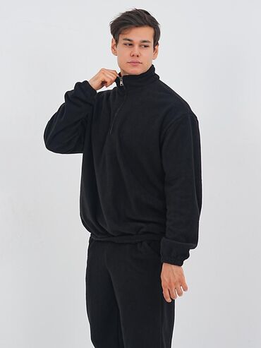 Спортивные костюмы: Мужской спортивный костюм, однотонный черный. + - Комплект: свитшот — 1