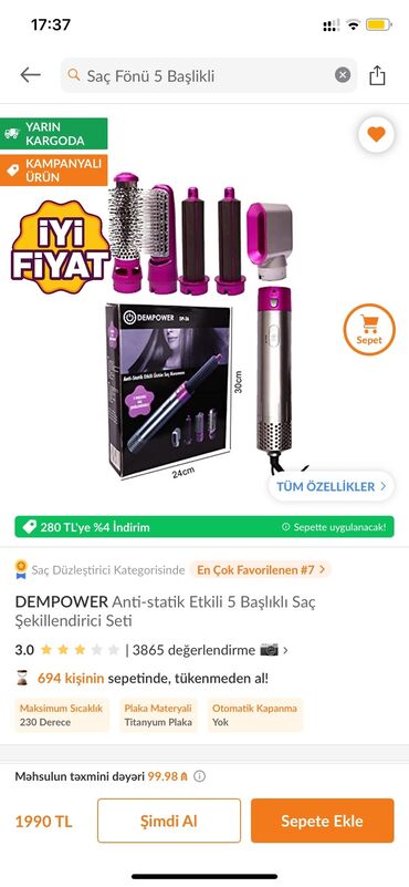 dyson saç feni: Fen 5 başlikli 90 alinib