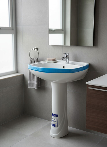 пьедесталом раковина с: Ванна үчүн раковина, Тегерек формасы, Материалы: Керамика, Өлчөмү: 55 x 35 см