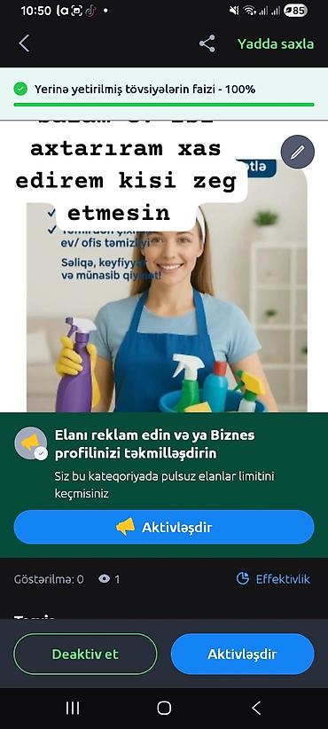 Təmizlik | Evlər | Gündəlik təmizlik lalafo.az -da Təmizlik | Evlər | Gündəlik təmizlik