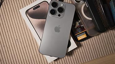 redmi note 50: IPhone 15 Pro, Б/у, 256 ГБ, Natural Titanium, Коробка, 79 % — 1