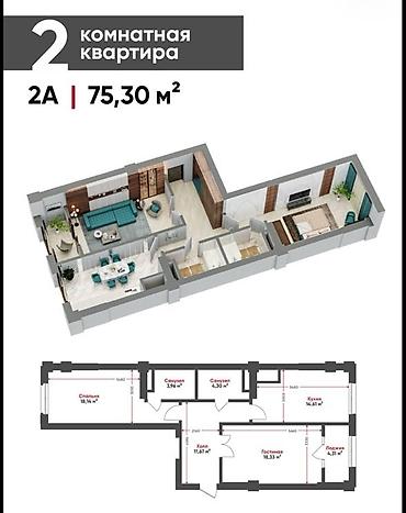 Продажа квартир: 2 комнаты, 75 м², Технопарк Элитка, 3 этаж, ПСО (под самоотделку) — 8