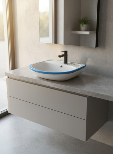 пьедесталом раковина с: Белая керамическая раковина прямоугольной формы со скругленными