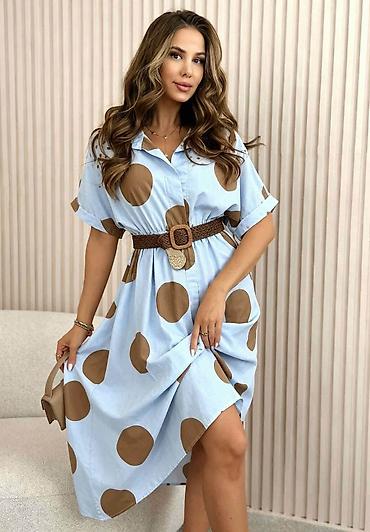 Haljine: Haljina košulja sa krupnim tufnama - Kroj: ležeran A-kroj, midi — 1