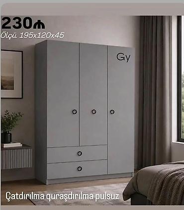 qarderob otagi: Mebel növü: Üç qapılı paltar dolabı Rəng: Boz (mat) Ölçü: 195 × — 1