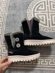 сапоги зимние женские натуральная кожа натуральный мех распродажа: Детские зимние сапоги Skechers - Цвет: черный с серой опушкой и