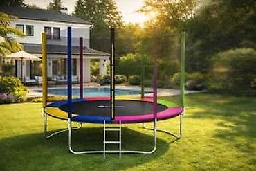 Sve za dečije igralište: Trampolina sa zaštitnom mrežom – prečnik 3,05 m - Šarena obodna — 10