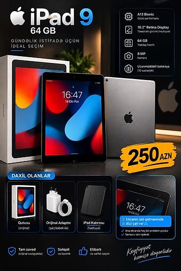 ucuz soyduclar: İşlənmiş Apple iPad 9 (2021), 10,2", 64 GB — 1