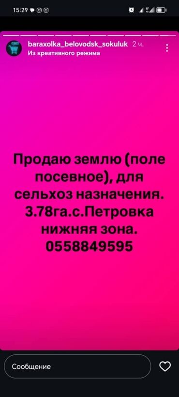 жер сатылат токмок: 2480 соток, Айыл чарба үчүн, Кызыл китеп