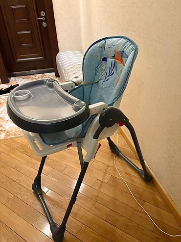 Столы для кормления: Uşaq yemək stulu - Rəng: açıq mavi oturacaq, tünd boz şassi - Yumşaq — 2