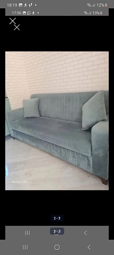 Divanlar: Mavi-yaşıl tonlarda, müasir dizaynlı 3 nəfərlik divan - Parça — 3