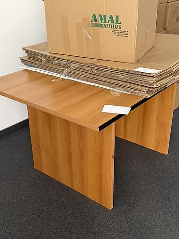 Офисные столы: Офисный письменный стол из ЛДСП, цвет — тёплый бук/вишня. - Прямая — 5