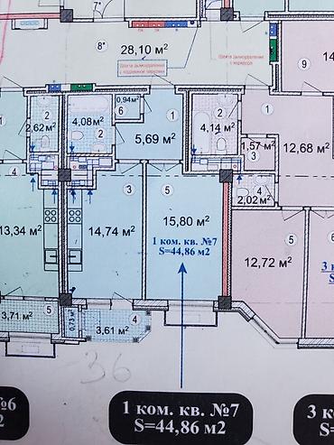 Продажа квартир: 1 комната, 44 м², Асанбай мкр Элитка, 3 этаж, Евроремонт — 10