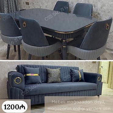 Modern qonaq otağı dəsti - Yemək masası + 6 ədəd kreslo: Tünd boz lalafo.az -da Modern qonaq otağı dəsti - Yemək masası + 6 ədəd kreslo: Tünd boz