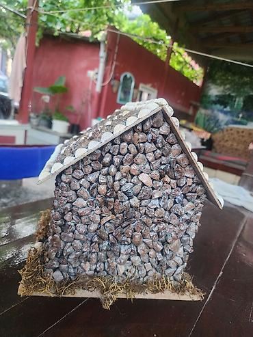 bag ucun dekorlar: Dekorativ quş evi – əl işidir - Materiallar: təbii çınqıl daşları — 3
