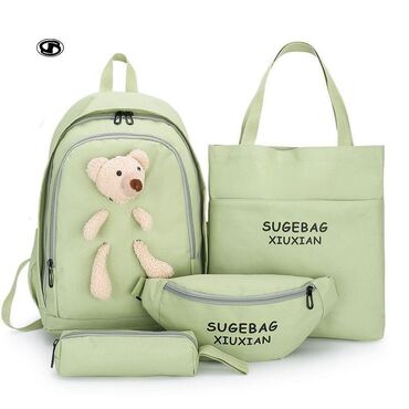 Rukzaklar: Dördlü və beşli çantalar dəsti. Dəstə bir ədəd rəngli və rəngli — 28