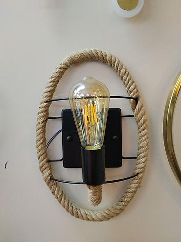 smart light: Бра в стиле лофт с канатной окантовкой и открытой лампой Эдисона - — 1