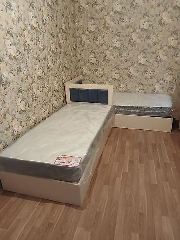 Ev üçün mebel: Tek nəfərlik çarpayı – metal karkaslı, yumşaq başlıqla - Ölçü — 1