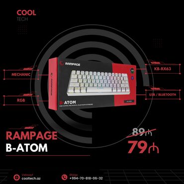 keyboard: 🔥RAMPAGE B-ATOM KB-RX63 🌐 cooltech.az ✨ Yeni ❗Məlumat - Rəng: White -