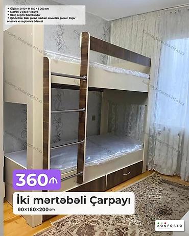 İki mərtəbəli çarpayı – 90×180×200 sm - Ölçülər: D 90 × H 180 × E 200