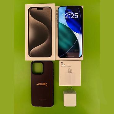 Apple iPhone: IPhone 15 Pro Max, 256 GB, Natural Titanium, Simsiz şarj, Face ID, Sənədlərlə — 18