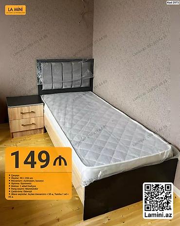 Ev üçün mebel: Tək nəfərlik çarpayı dəsti - Ölçü: 90 × 200 sm - Mexanizm — 1