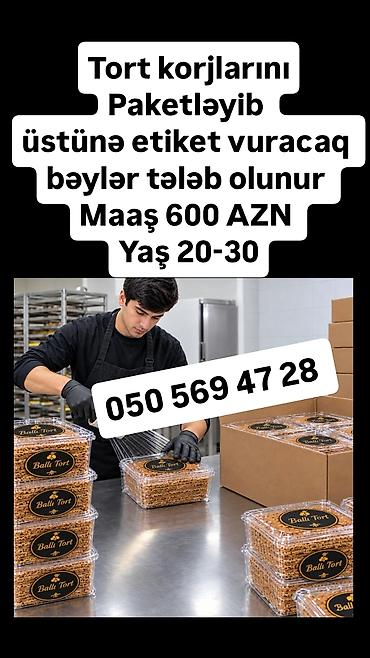 evlere paketleme işi: Qablaşdırıcı tələb olunur, 46 yaşdan yuxarı, Təcrübəsiz, Aylıq ödəniş — 5