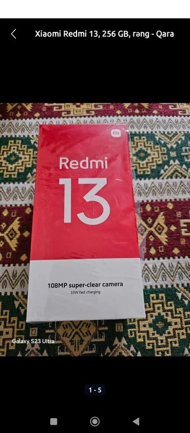 kredit telefon: Xiaomi Redmi 13, 256 GB, rəng - Qara, 
 Zəmanət, Kredit, Düyməli