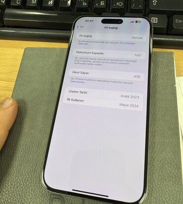 Apple iPhone: IPhone 15 Pro Max, 256 GB, Natural Titanium, Zəmanət, Barmaq izi, Face ID — 8