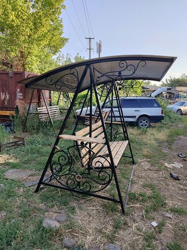 Садовые качели: Садовые качели Металл, Со спинкой, С крышей — 17