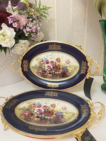 Məhsul: 2 ədəd dekorativ oval servis sinisi (set) - Material lalafo.az -da Məhsul: 2 ədəd dekorativ oval servis sinisi (set) - Material