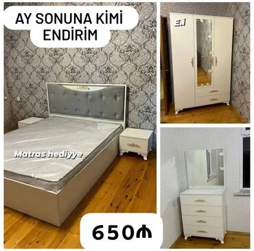 Yataq otağı dəstləri: İkinəfərlik çarpayı, 2 tumba, Yeni