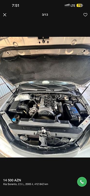 qəzalı avto: Kia Sorento: 2.5 l | 2005 il Ofrouder/SUV — 7