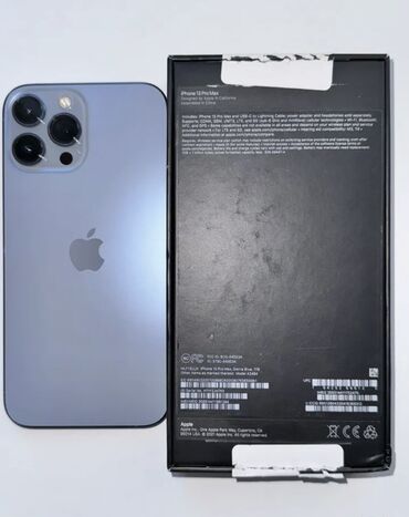 iphone 13 pro max bishkek: IPhone 13 Pro Max, Б/у, 1 ТБ, Голубой, Зарядное устройство, Защитное стекло, Чехол, 81 %