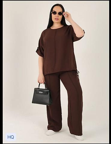 pull and: Брючный костюм, Прямые, Made in KG, Вискоза, Лето — 7